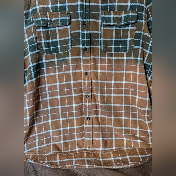 Five Finger Death Punch Upcycled Dip Dye Bleach Flannel Shirt - Picture 15 of 15